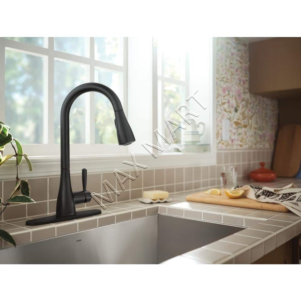 MOEN Adler 87233BL Pull-Down Sprayer Kitchen Faucet with Power Clean and Reflex - Matte Black