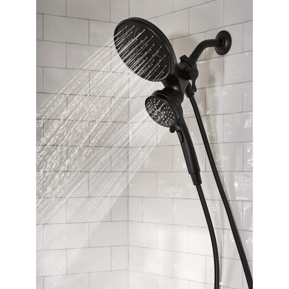 MOEN Brecklyn 82611BL 6-Spray Bathtub Shower Faucet with Magnetix Rain Shower Head - Matte Black