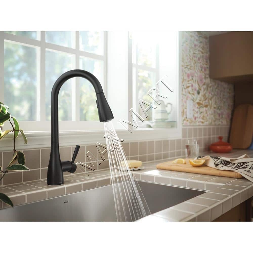 MOEN Adler 87233BL Pull-Down Sprayer Kitchen Faucet with Power Clean and Reflex - Matte Black